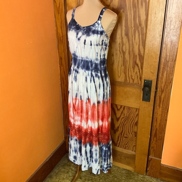 American Woman hippie chic tie dye maxi dress - Picture 5 of 10